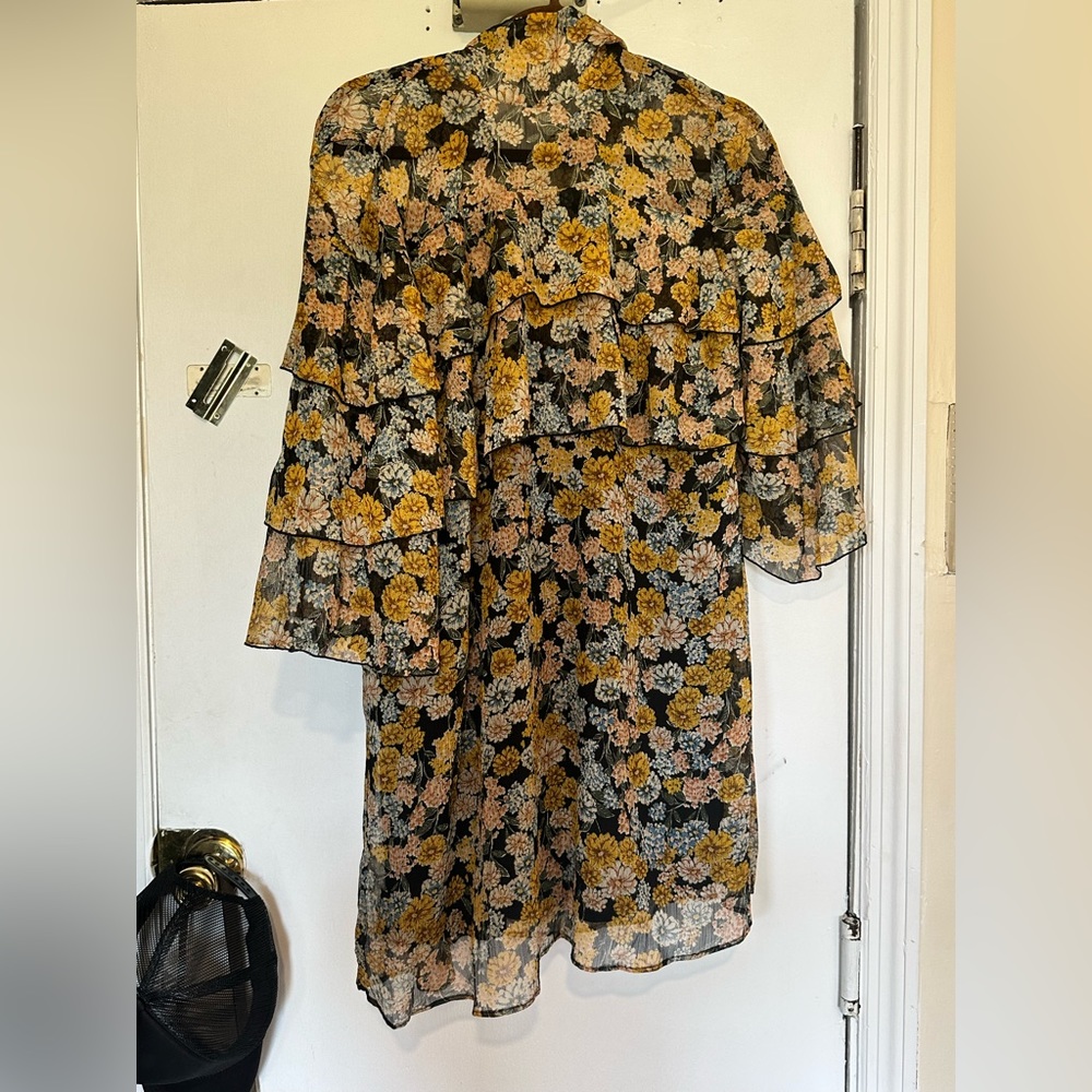 Tiered High Neck Floral Dress